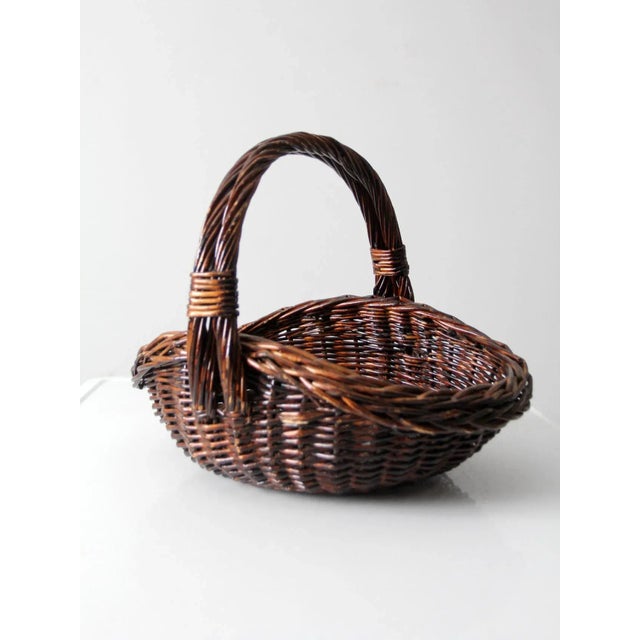 Vintage Wicker Gathering Basket For Sale - Image 6 of 13