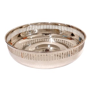 Vintage Italian Greggio .800 Silver Pierced Gallery Centerpiece Bowl For Sale