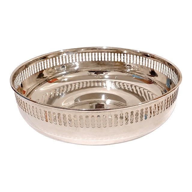 Vintage Italian Greggio .800 Silver Pierced Gallery Centerpiece Bowl For Sale