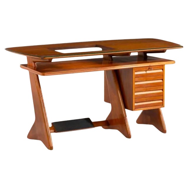 Desk in Wood and Glass attributed to Melchiorre Bega, Italy, 1950s For Sale