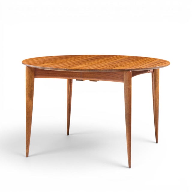 Brown Gio Ponti for Singer & Sons Model 2135 Mid Century Walnut Expanding Dining Table With 4 Leaves For Sale - Image 8 of 18