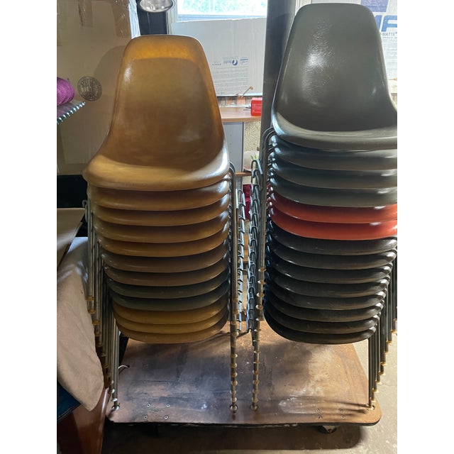 Vintage Eames Fiberglass DSS Stacking Chairs by Charles and Ray Eames for Herman Miller Set of 4 For Sale - Image 10 of 12