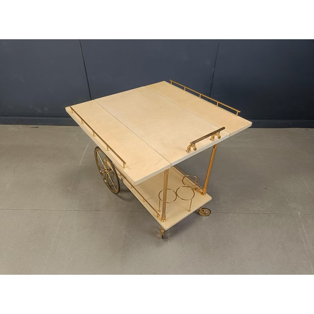 Metal Italian Lacquered Serving Bar Cart by Aldo Tura, 1960s For Sale - Image 7 of 12