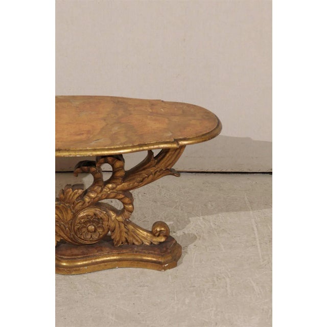 Mid 19th Century Italian Mid 19th Century Giltwood Oval Coffee Table With Faux Marble Top For Sale - Image 5 of 10