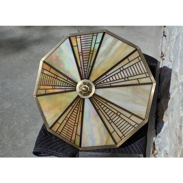 Vintage Fredrick Ramond Mission Style Stained Glass Light Fixture