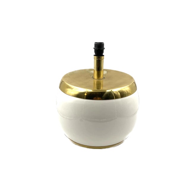 1970s White Ceramic and Brass Lamp Base, Italy 1970s For Sale - Image 5 of 12