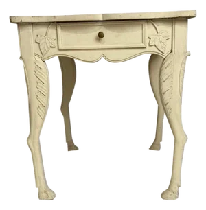 French Provincial Painted Side Table with Hoof Feet