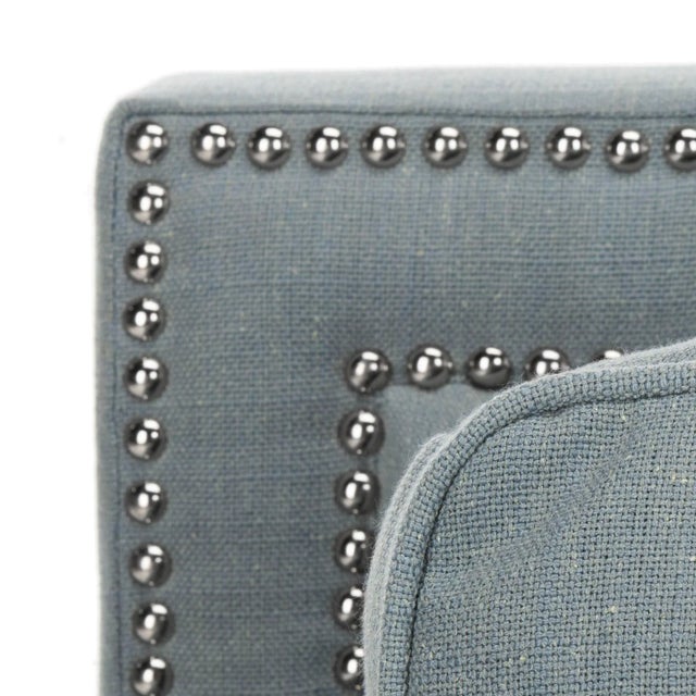 Club Chair & Silver nailheads in Seaside Blue & Espresso For Sale In Philadelphia - Image 6 of 10