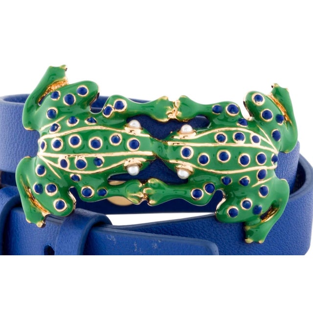 2020s Tory Burch Frog Faux Pearl Enamel Leather Double Wrap Bracelet New For Sale - Image 5 of 14