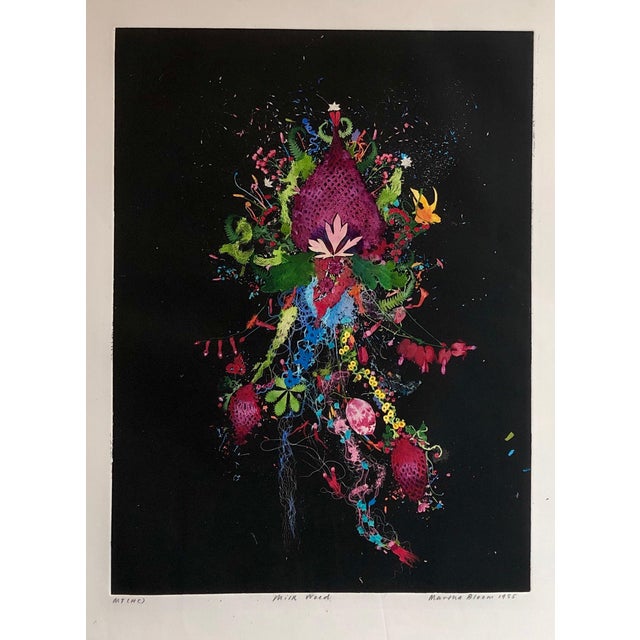 Mixed Media collage Assemblage painting and or monoprint or monotype on BFK Rives French art paper. It depicts a wild...