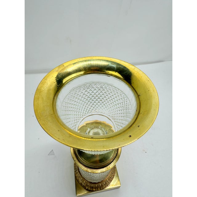 19th Century French Empire Ormolu-Mounted Cut-Crystal Baccarat Style Vase, 19th Century For Sale - Image 5 of 12