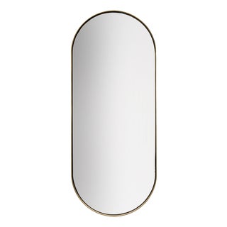 Italian Oval Mizar Wall Mirror in Burnished Metal For Sale