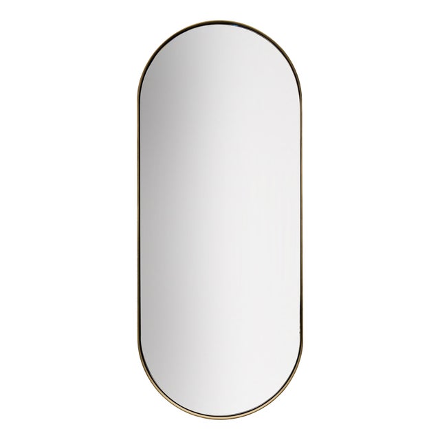 Italian Oval Mizar Wall Mirror in Burnished Metal For Sale