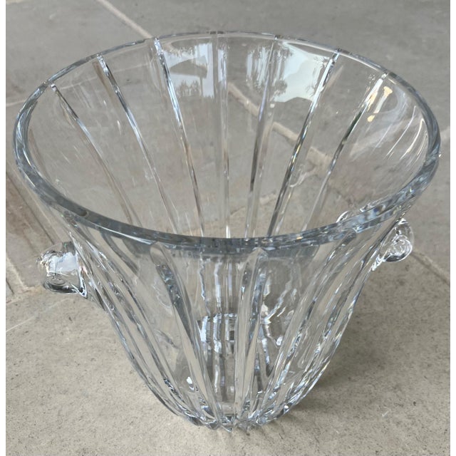 Late 20th Century Flared Swirl Cut Crystal Nautilus Shell Applied Handles Ice Bucket in the Manner of Tiffany & Company For Sale - Image 11 of 18