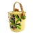 Vintage Japanese Majolica Fruit & Basket Weave Biscuit Jar With Rattan Handle For Sale