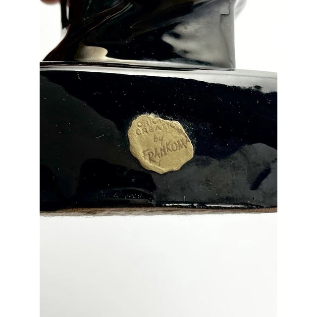 Onyx 1950s Mid-Century Vintage Frankoma Pottery Black Onyx Dog Bookends - Pair For Sale - Image 8 of 8