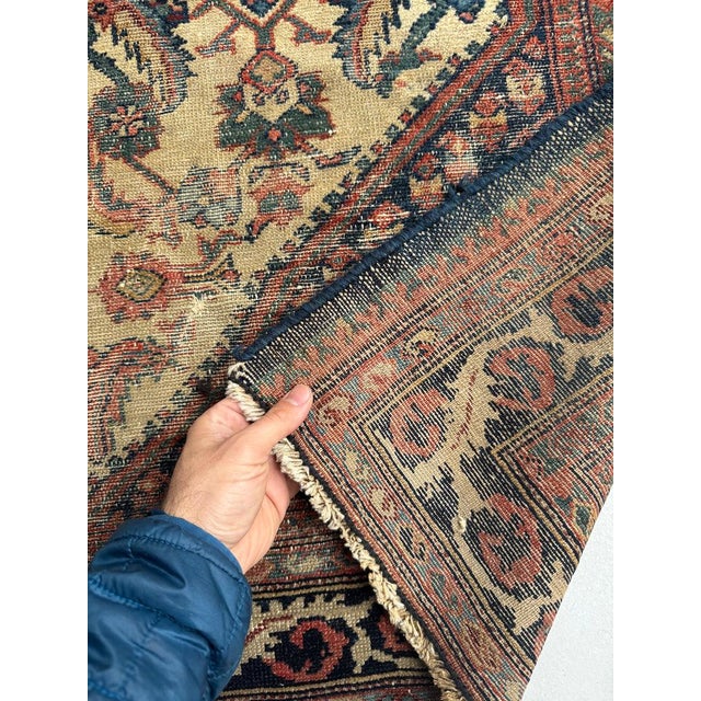 Textile 1920s Water Garden in Creamy Buttery Honey-Beige Rug 4.8 x 6.8 For Sale - Image 7 of 11