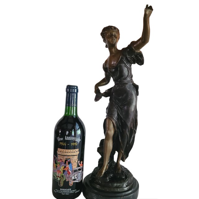 Emile Bruchon Spelter "L'Orage" Sculpture on Marble Base - Signed - For Sale - Image 12 of 12