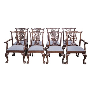 Late 20th Century Set of 8 Baker Stately Homes Mahogany Chippendale Dining Chairs Claw and Ball For Sale