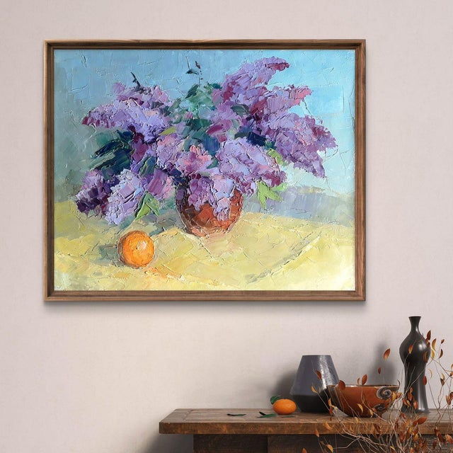 Impressionist Oil Painting Lilac and Tangerine Boris Serdyuk For Sale - Image 3 of 7