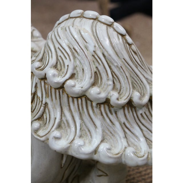 Vintage Chinese Chinoiserie Foo Dogs Fu Guardian Lion Statues 23" For Sale - Image 11 of 16