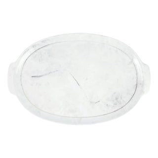 Florentine Wooden Accessories Marble Handled Medium Oval Tray For Sale
