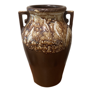 Antique Robinson-Ransbottom Pottery Co Roseville Ohio Stoneware Twin Handle Brown Jug Pot # 155