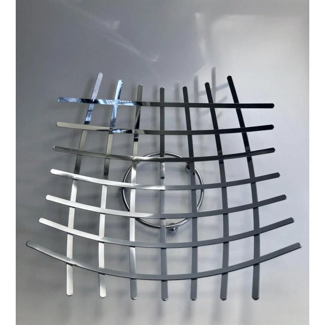 Metal Vintage Modern Curved Criss Cross Chrome Fruit Basket For Sale - Image 7 of 13