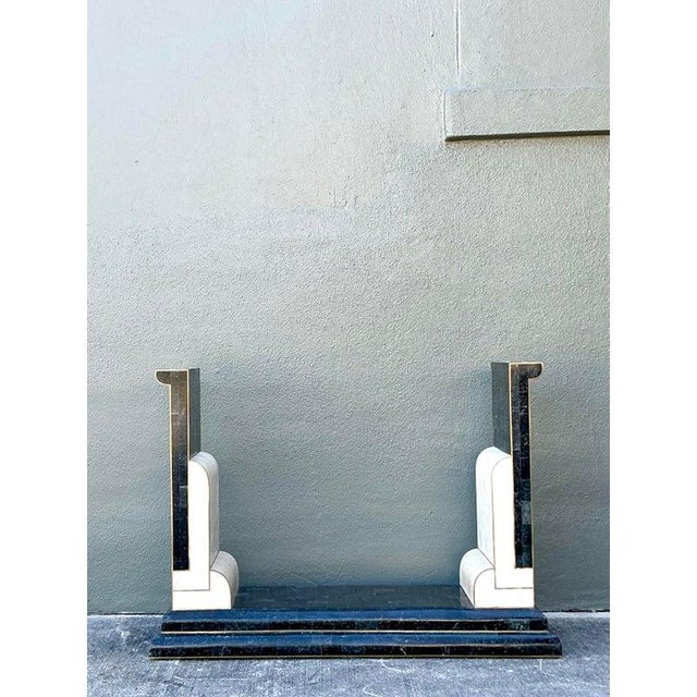 Maitland - Smith Vintage Boho Tessellated Stone and Brass Inlay Console Table For Sale - Image 4 of 10