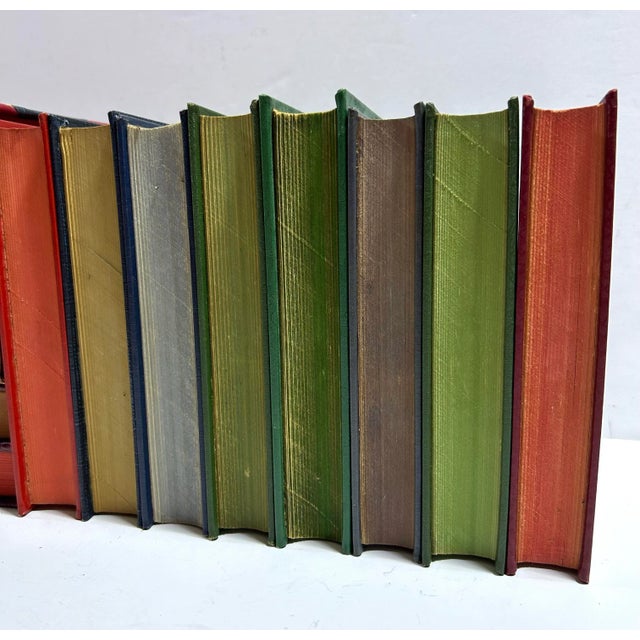 Antique Decorative Book Set – 14 Vintage Red, Blue, Green & Gilt Library Books for Shelf Styling For Sale In Louisville - Image 6 of 12