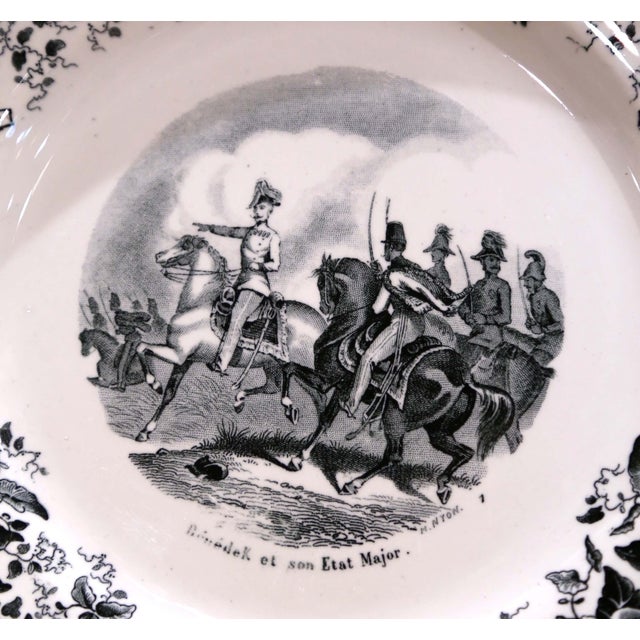19th Century French Choisy-Le-Roi Dessert Plates “Campagnes Militaires”- Set of 12 For Sale - Image 9 of 18
