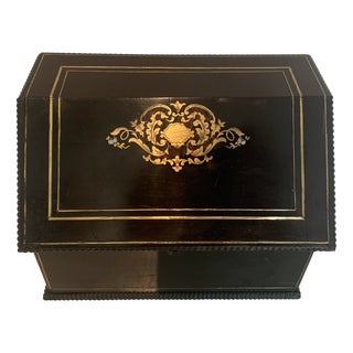 Napoleon III Letter Box in Black Wood and Marquetry, 19th Century For Sale