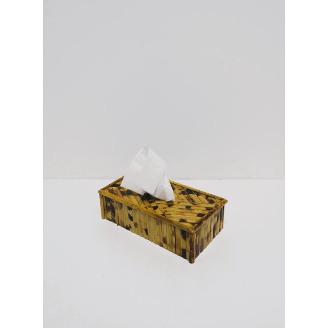 Tan Wicker Bamboo Tissue Box Cover Holder For Sale - Image 8 of 13