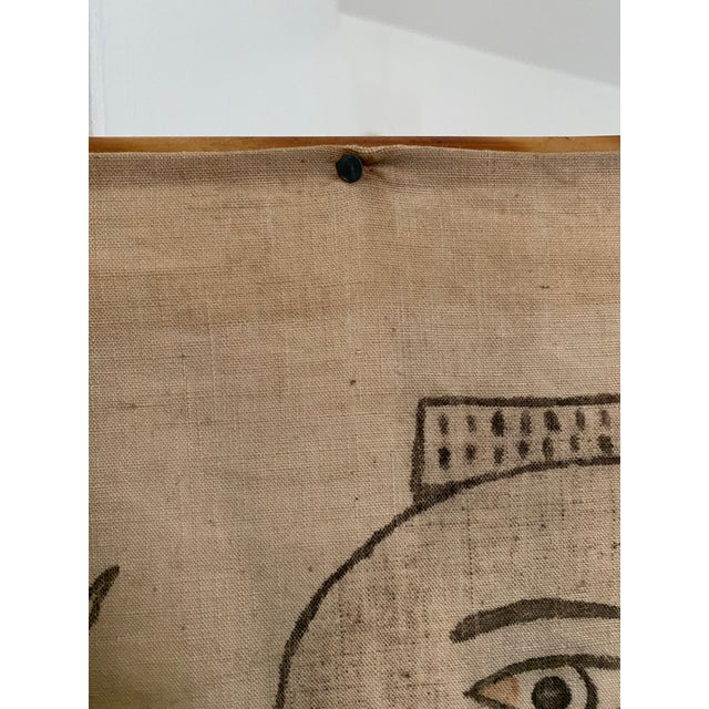 Mid 20th Century Vintage Indian Hand-Painted Cotton Wall Hanging With Horseman Motif, 44” For Sale - Image 5 of 10