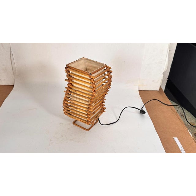 Contemporary Vintage Table Lamp in Wicker and Fabric, 1960s For Sale - Image 3 of 15
