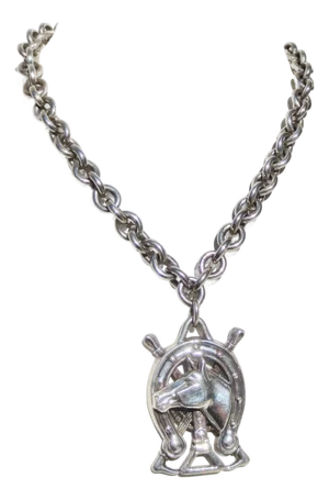 Sterling Silver Kiselstein Cord Horse Pendant Necklace 1992