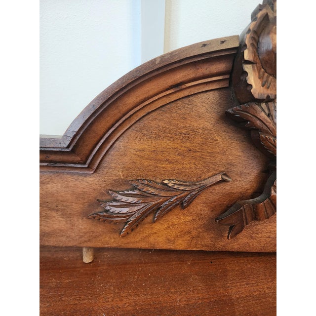 Vintage Carved Wood Furniture Pediment Crest, French Style Architectural Applique, Ornate Laurel Wreath Furniture Topper Decor For Sale - Image 11 of 11