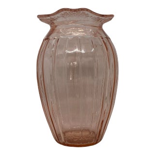 Vintage 1930’s Jeannette Glass Company Pink “Adam” Depression Glass Vase For Sale