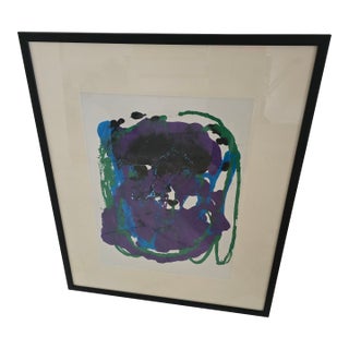 Vintage Mid Century Modern Abstract Painting Magenta For Sale