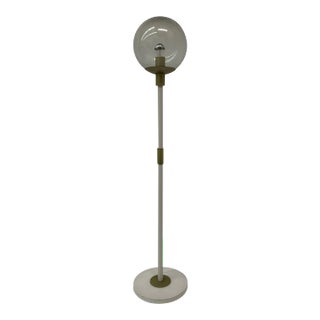 Vintage White and Gilt Floor Lamp with Glass Globe, 1970s For Sale