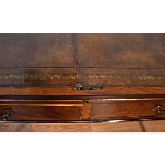 1870s Antique English Regency Mahogany Inlaid Cylinder Tambour Roll-Top Desk For Sale - Image 9 of 18