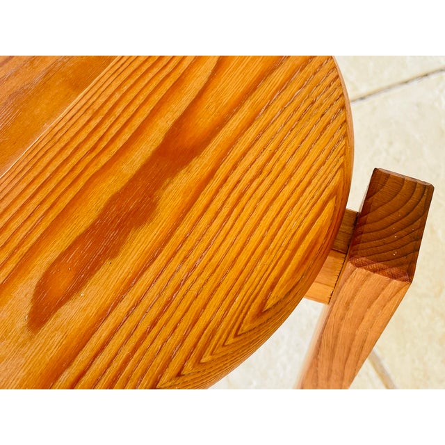 Vintage Fir Wood Stool with Fins, 1970s For Sale - Image 6 of 18