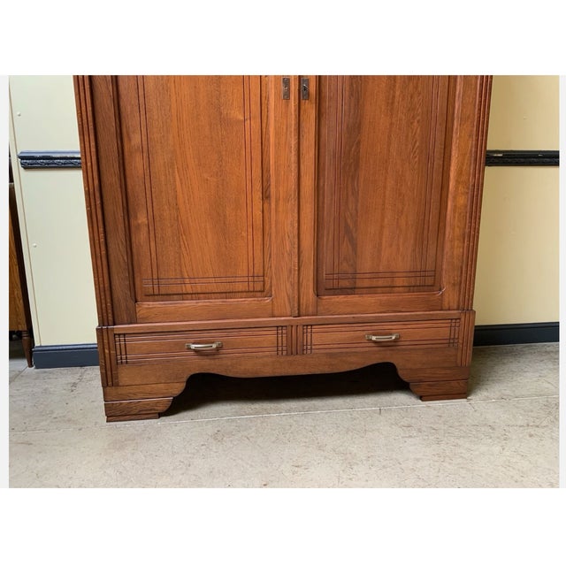 Brown Vintage Art Deco Wardrobe in Oak, 1930 For Sale - Image 8 of 9