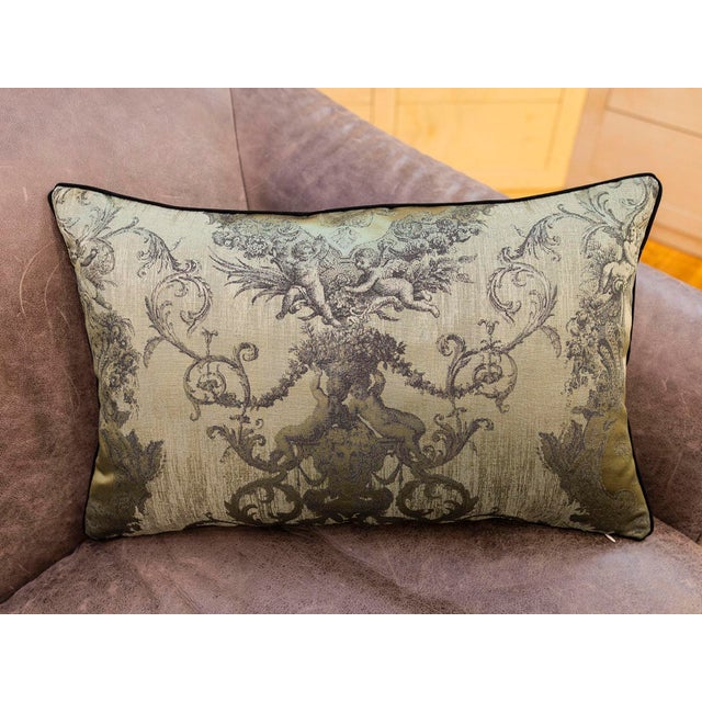 Textile Baroque Jacquard Lumbar Cushion Cover For Sale - Image 7 of 7