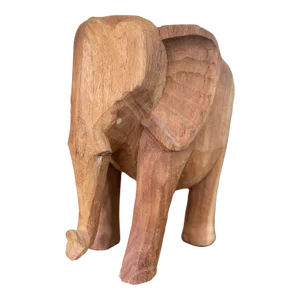 Vintage Wooden Carved Elephant Sculpture Stand