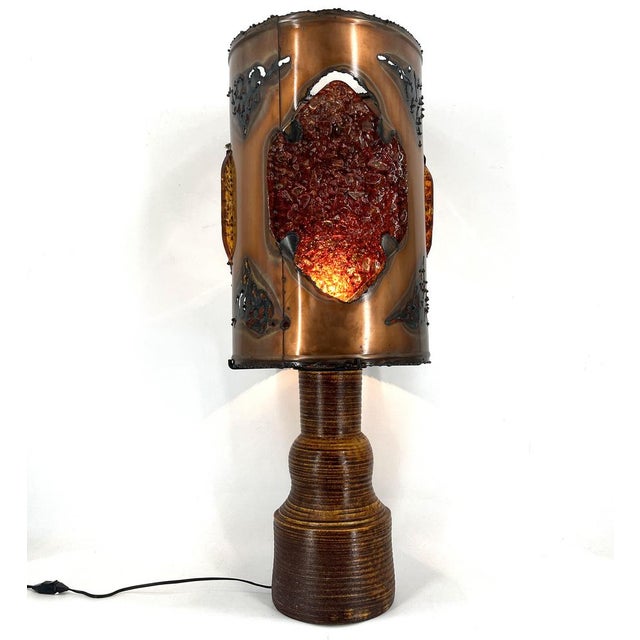 Table Lamp from Potterie D'Accolay, 1970s, in Very Good conditions. Designed 1970 to 1979 This piece has an attribution...