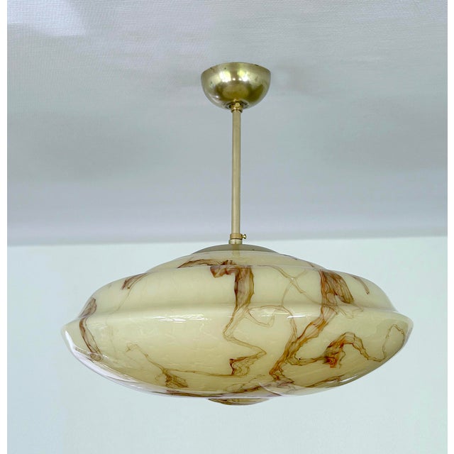 Art Deco Pendant Light in Amber Marble Glass, 1930s For Sale - Image 15 of 15