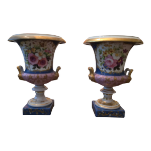 Antique Sevres Style Paris Pair of Porcelain Urns