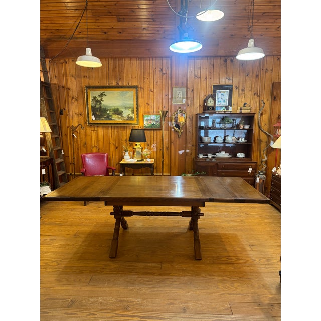 Vintage Trestle Dining table. Rustic Farmhouse style refectory table. Suitable for banquets or large gatherings. Table...