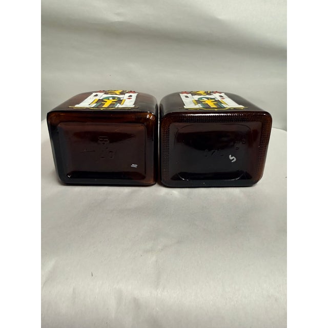 Vintage Pair of Amber Glass Anton Riemerschmid Liquor Bottles German For Sale - Image 4 of 6